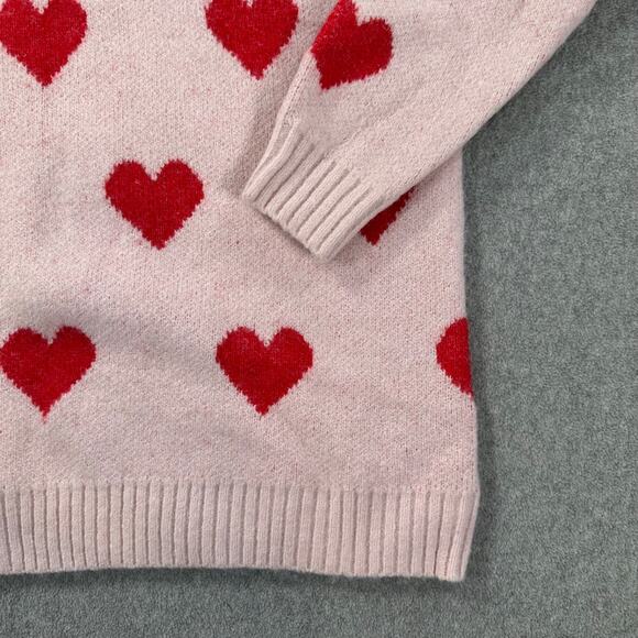 Cloth & Portrait Pink Heart Pullover Sweater Women's X-Large Red Crew Neck Love - Picture 3 of 10